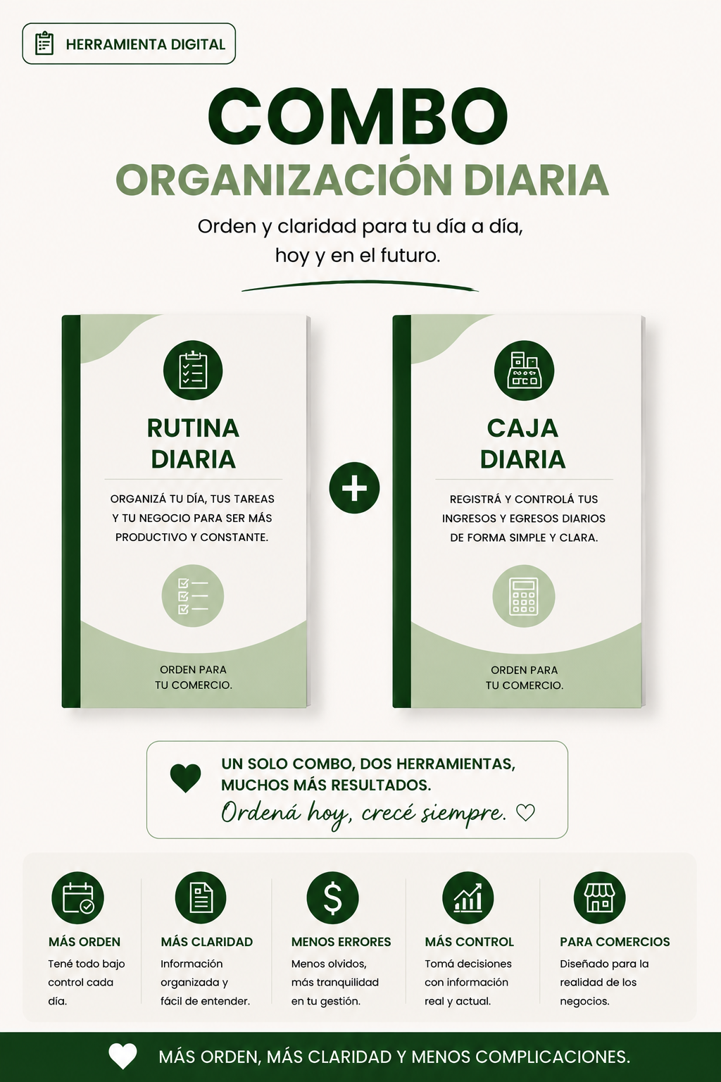 Combo Organizacion Diaria para Comercios Argentinos